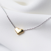 Colar Coração Dourado e Corrente em Prata Velavue
