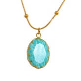 Colar com Pingente Pedra Natural Amazonite Azul Velavue