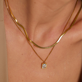 Colar Duplo com Pingente Cristal de Zircônia Velavue