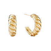 Brinco Meia Argola Texturizada Banhada a Ouro 18k Velavue