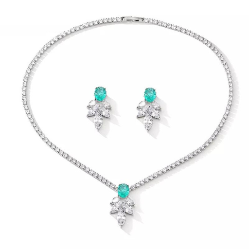 Conjunto Colar e Brincos Flor Cravejado com Zircônia Velavue