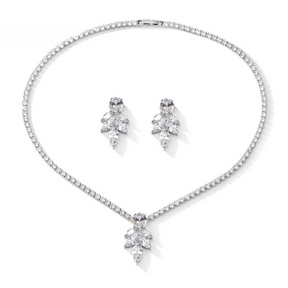 Conjunto Colar e Brincos Flor Cravejado com Zircônia Velavue