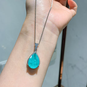 Conjunto Luxury Colar Brincos e Anel Turmalina com Cristais de Zircônia - Prata 925 Velavue