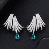 Brinco Elegante de Zircônia Branca e Azul Velavue