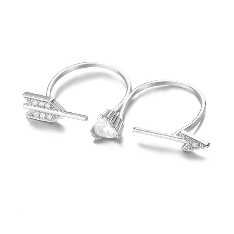 Anel Duplo Flecha com Cristal de Zircônia Velavue
