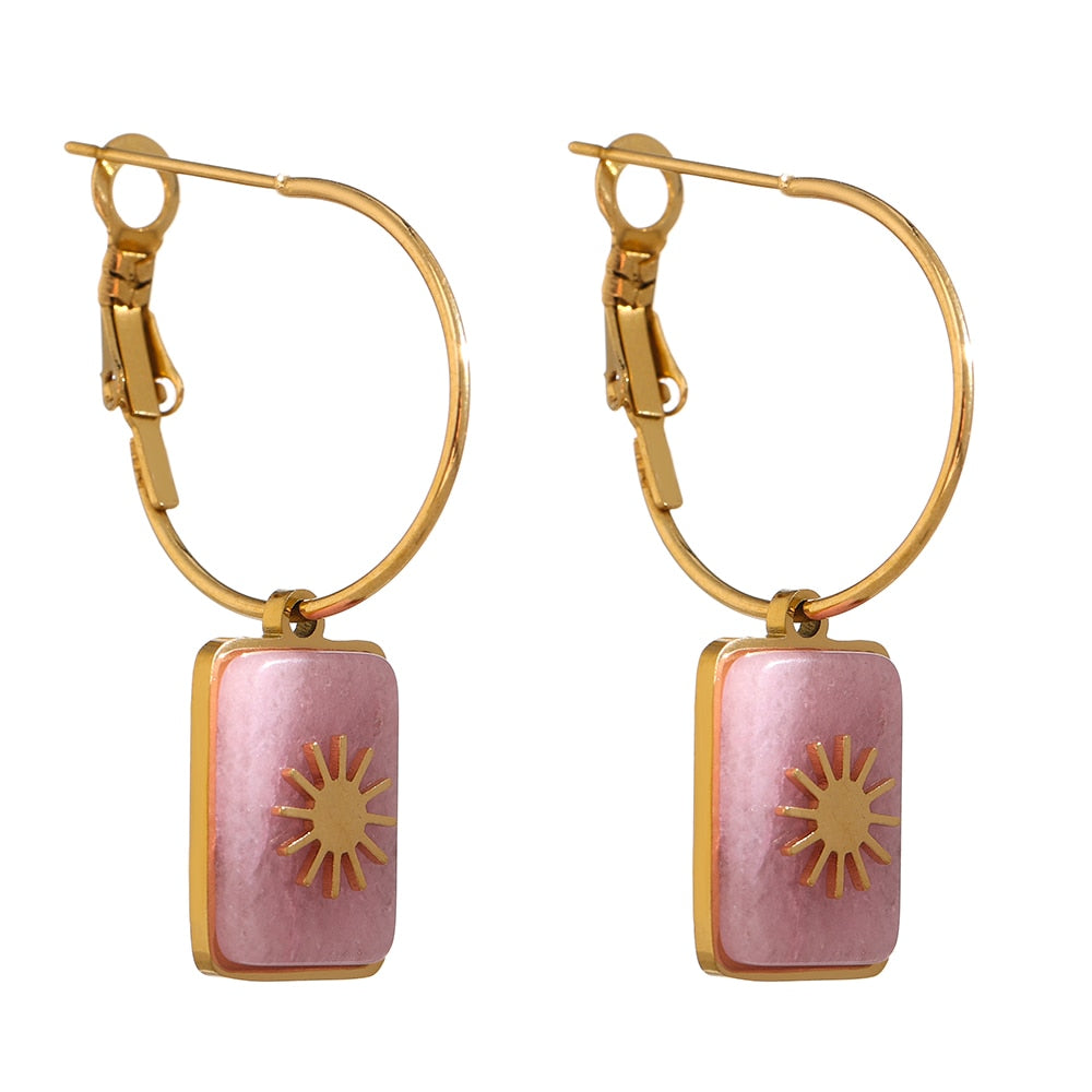 Brinco Argola com Pedra Natural Rosa Velavue