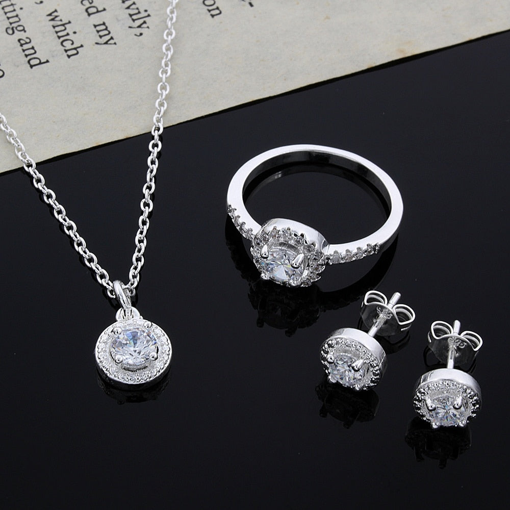 Conjunto em Prata 925 Colar Anel e Brinco Velavue