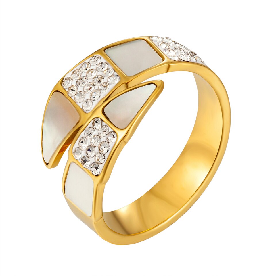 Anel Espiral com Zircônia Banhado a Ouro 18K Velavue