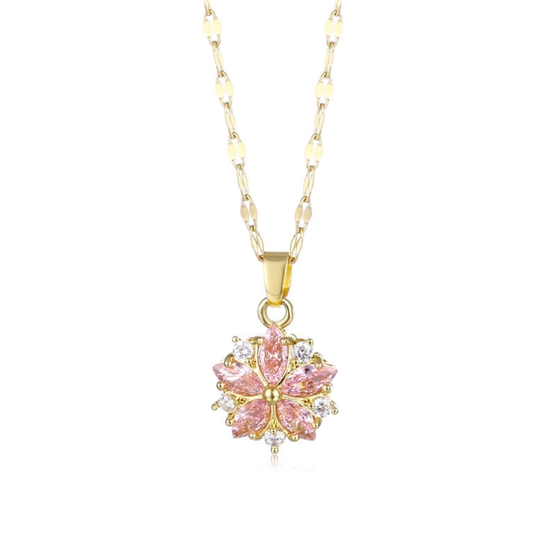 Colar Flor Turquesa Rose Banhado a Ouro 18k Velavue