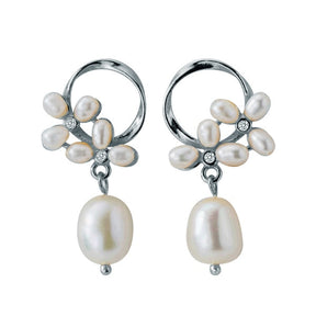 Brinco Flores Pingente de Perola Velavue