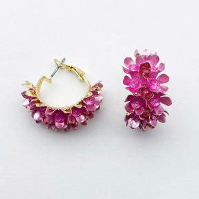Brinco Meia Argola Floral Velavue