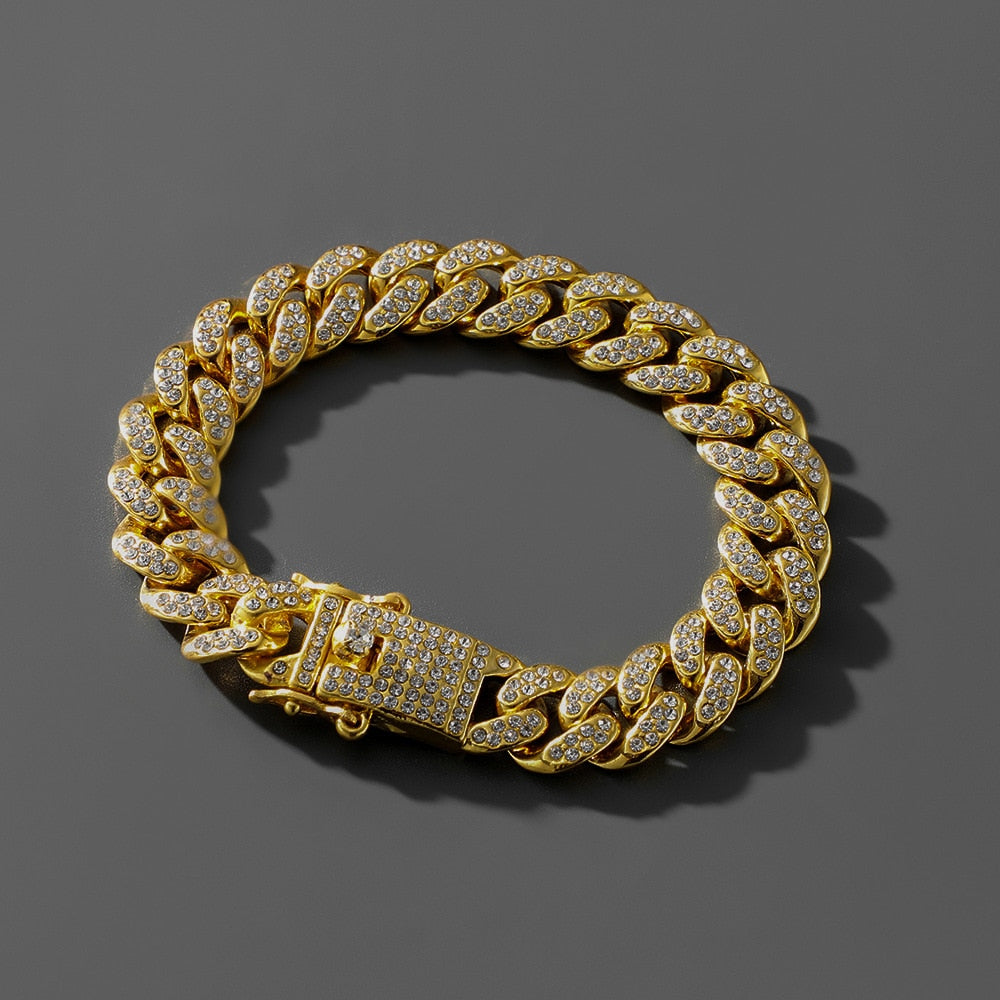 Pulseira Cubana Cravejada com pedras de Zircônia Velavue