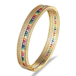 Bracelete Dourados com Cristais de Zircônia Coloridas Velavue