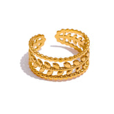 Anel Dourado Folha Ajustável Velavue