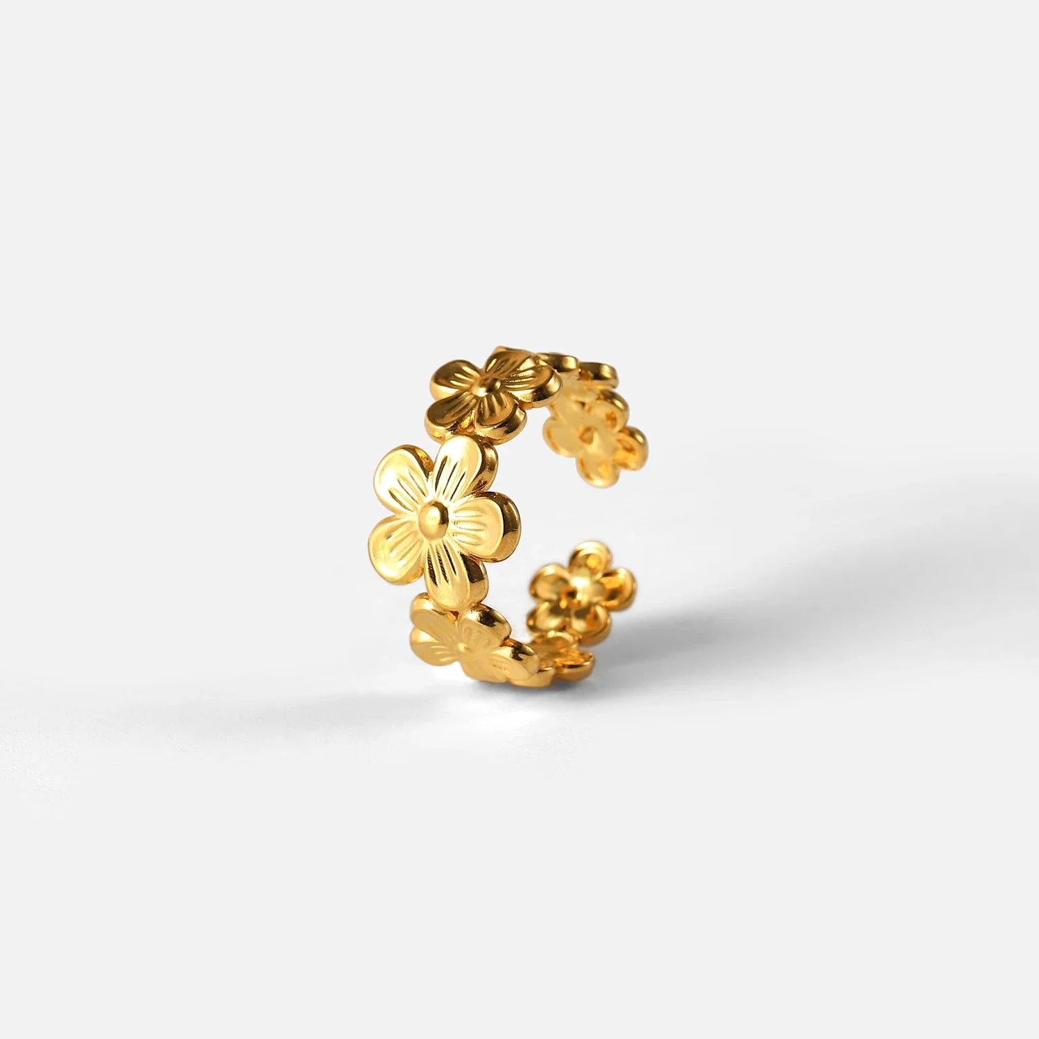 Anel Ajustável Flor Banhado a Ouro Velavue