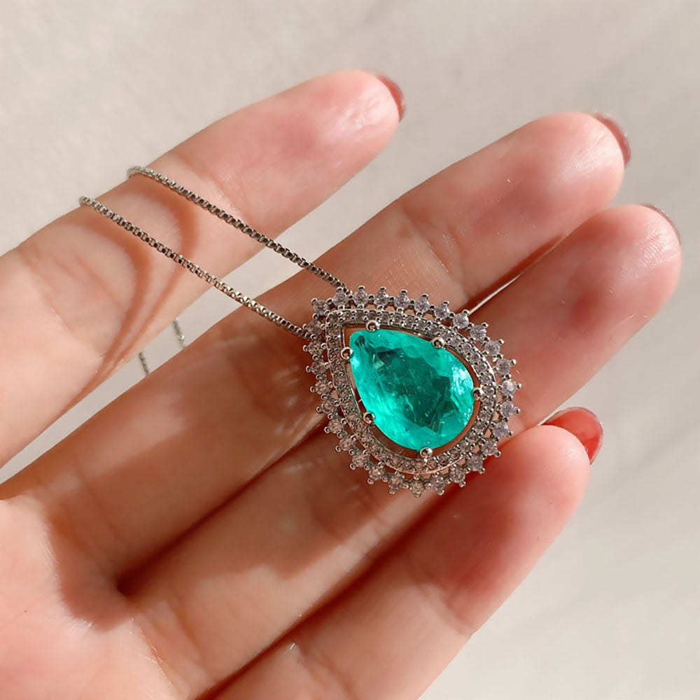 Conjunto Colar e Brincos Gota Turmalina - Prata Velavue