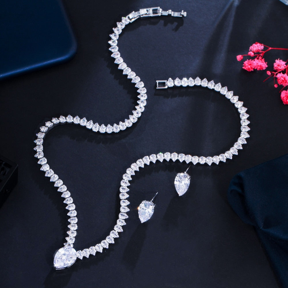Conjunto Riviera Colar e Brincos de Cristais de Zirconia Velavue