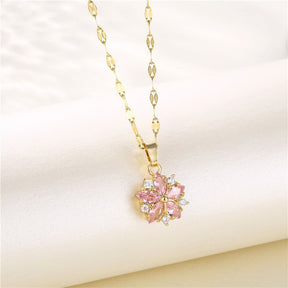 Colar Flor Turquesa Rose Banhado a Ouro 18k Velavue