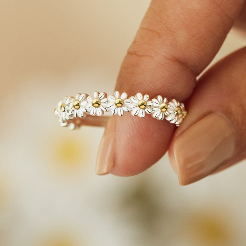 Anel Flor de Margarida Ajustável Velavue