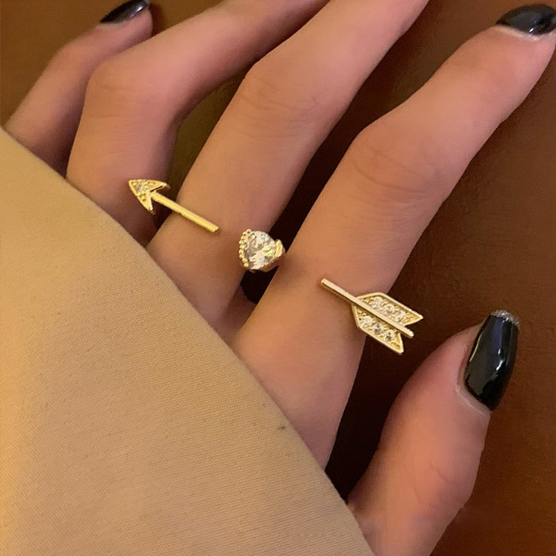 Anel Duplo Flecha com Cristal de Zircônia Velavue