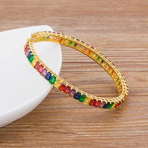 Bracelete Dourados com Cristais de Zircônia Coloridas Velavue