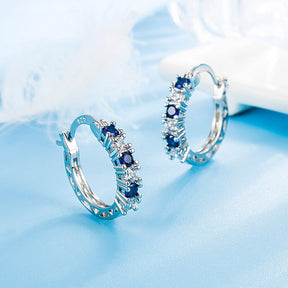 Brinco Argola de Zircônia Azul e Branca Velavue