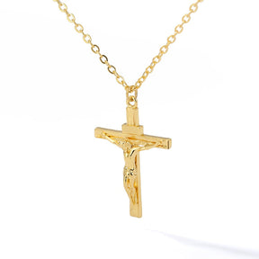 Corrente Crucifixo de Aço Inoxidável Banhado a Ouro 18K Velavue