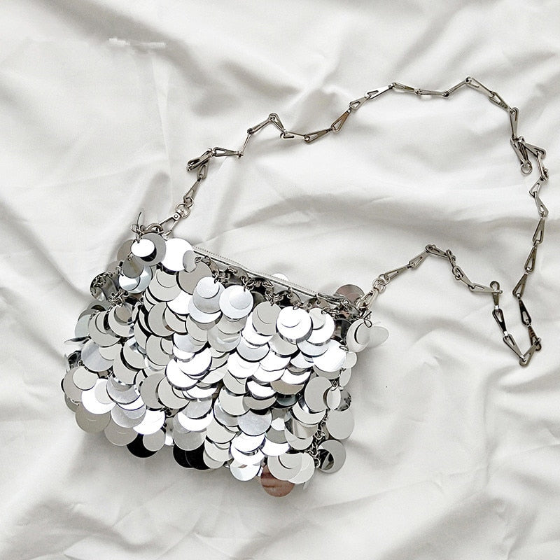 Bolsa de Ombro Luxury Lantejoulas de Metal Velavue