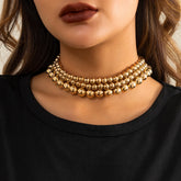 Colar Triplo de Bolas Banhado a Ouro 18k Velavue