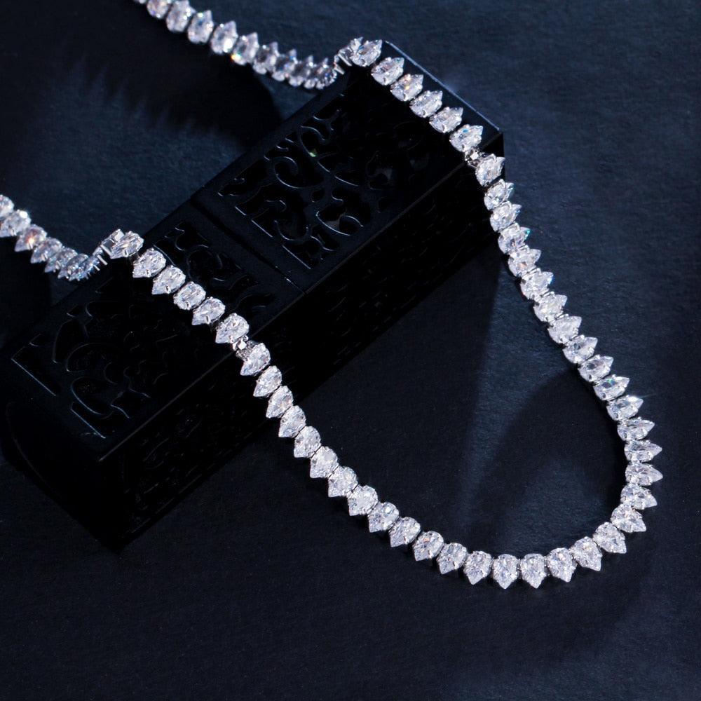 Conjunto Colar e Brincos Riviera Zircônias em Gotas Velavue