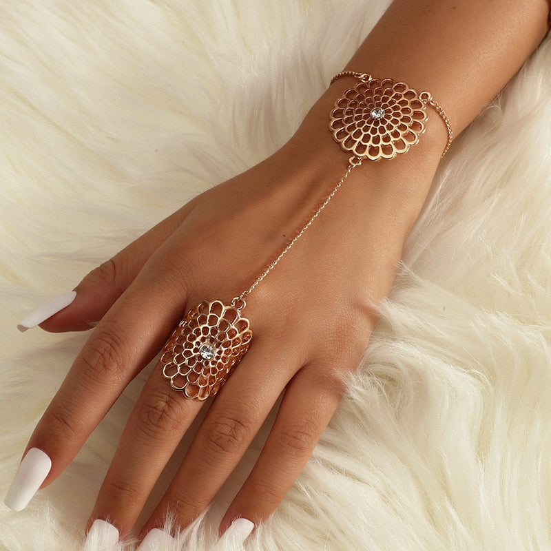 Pulseira com Anel Flor Velavue