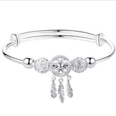 Pulseira de Prata Rígida com Pingente de Filtro dos Sonhos Velavue
