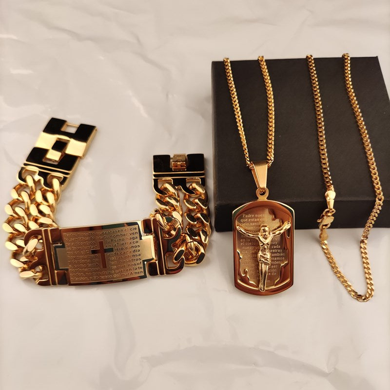 Conjunto Crucifixo em Aço Inoxidável Velavue