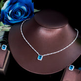 Conjunto Colar e Brinco Delicado com Zircônia Azul Velavue