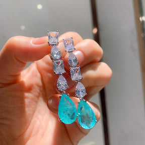 Brinco Pendurado Gota de Turmalina Paraíba Velavue