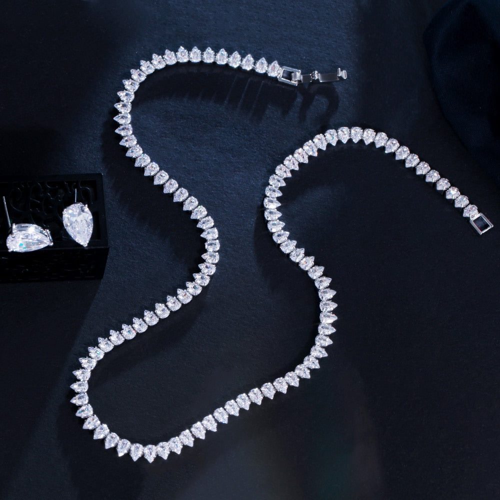 Conjunto Colar e Brincos Riviera Zircônias em Gotas Velavue