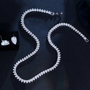 Conjunto Colar e Brincos Riviera Zircônias em Gotas Velavue