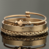 Pulseira Roman com Crucifixo e Escrita do Pai Nosso Banhada a Ouro 18k Velavue
