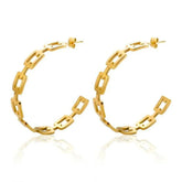 Brincos Argola em Elos Banhado em Ouro 18K Velavue