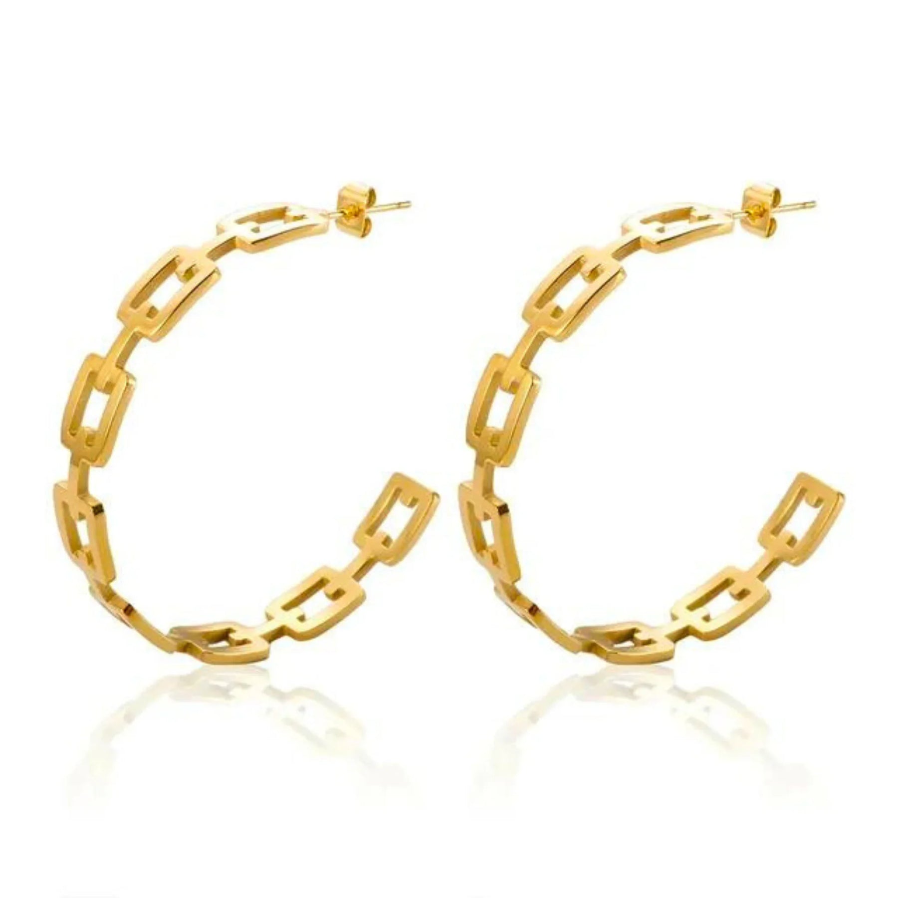 Brincos Argola em Elos Banhado em Ouro 18K Velavue