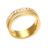 Anel Verona Dupla Camada Cravejado Banhado Em Ouro 18k Velavue