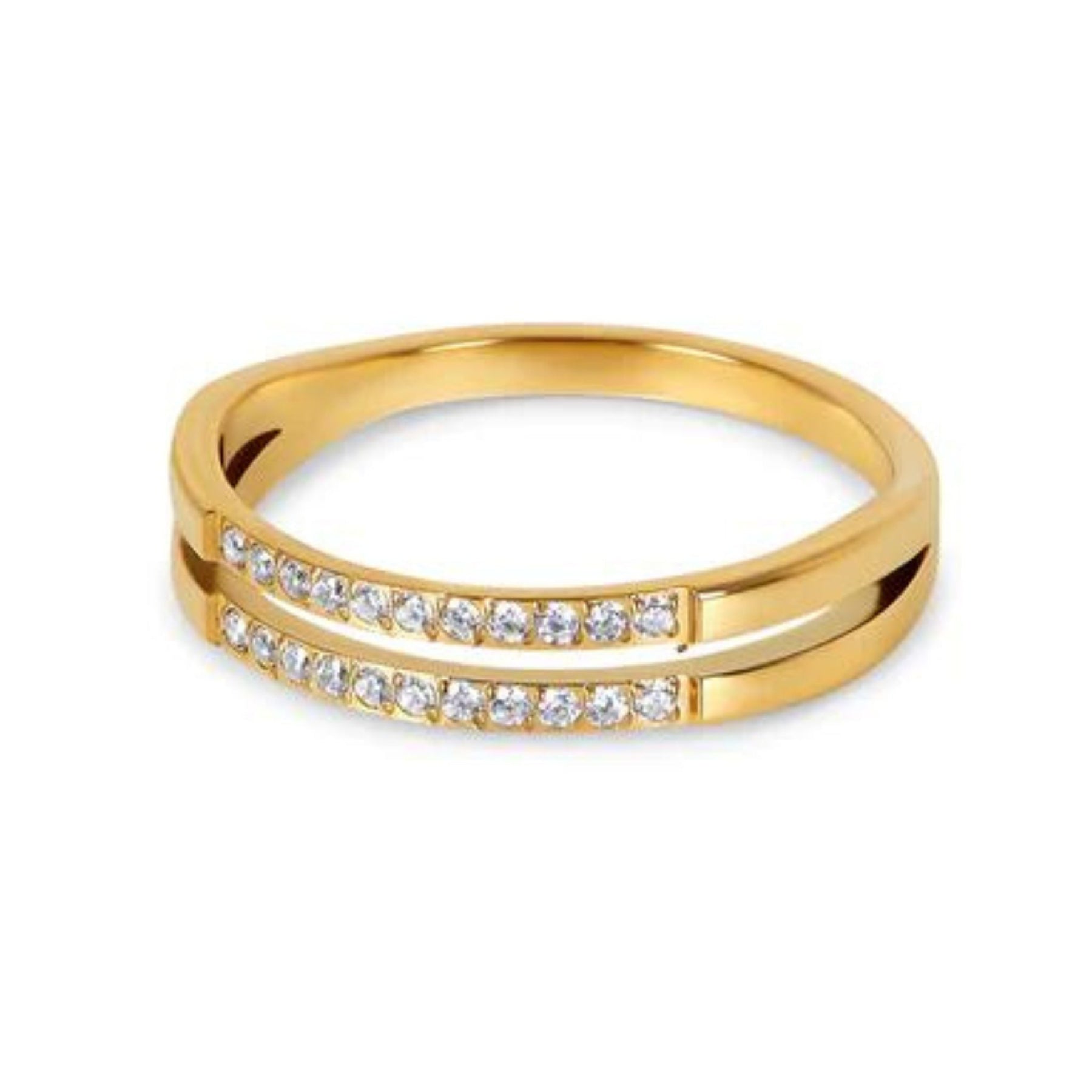 Anel Dupla Camada com Zircônia Banhado em Ouro 18k Velavue