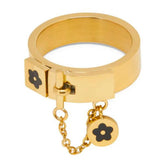Anel Detalhe Corrente Banhado a Ouro 18K Velavue