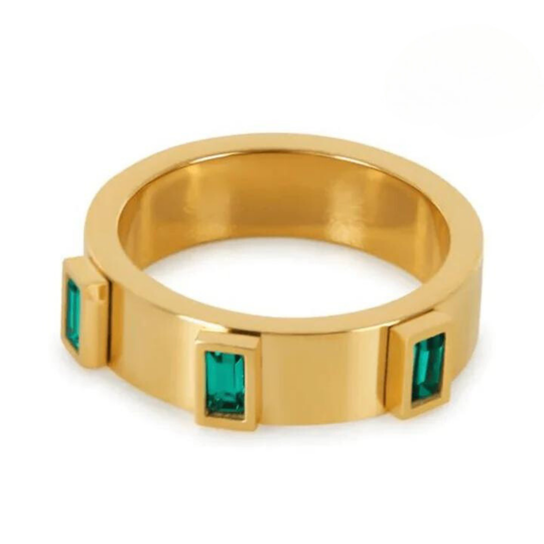 Anel com Zircônia Verde Banhado a Ouro 18K Velavue