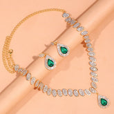 Conjunto Colar e Brinco Gota Cravejado Velavue