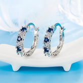 Brinco Argola de Zircônia Azul e Branca Velavue