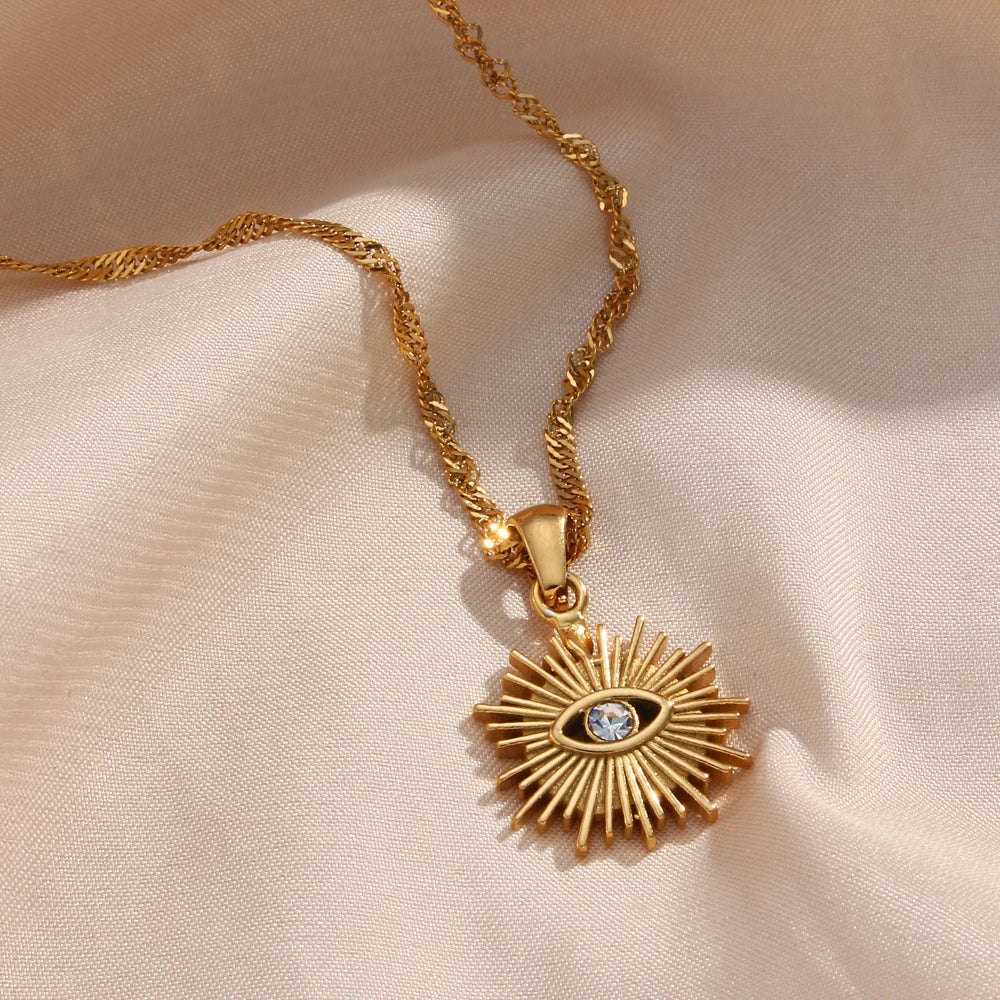 Colar Dourado Pingente Sol Banhado a Ouro 18k Velavue