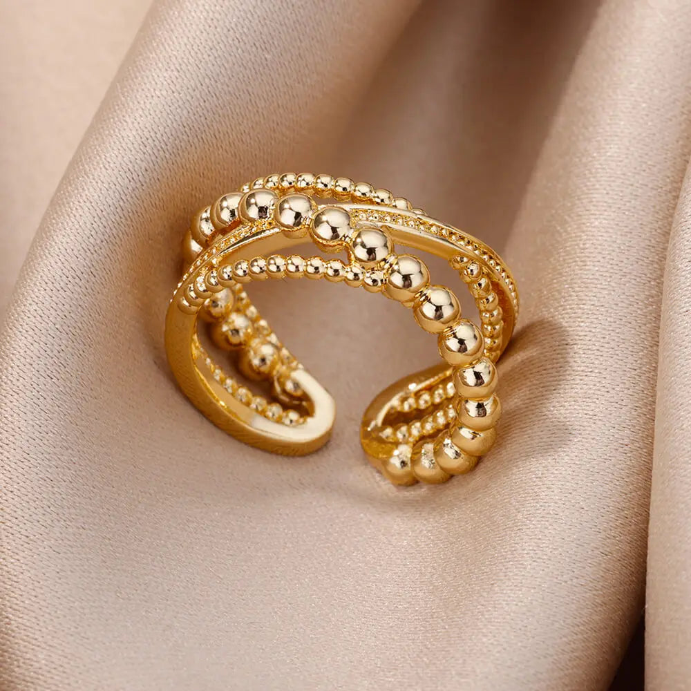 Anel Dourado Ajustável 4 Camadas Velavue