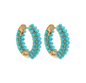 Brinco Argola Pedras Turquesa Velavue