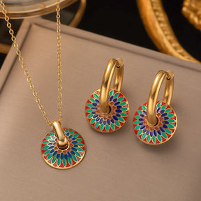 Conjunto Dourado com Pingente Vintage Retro Velavue